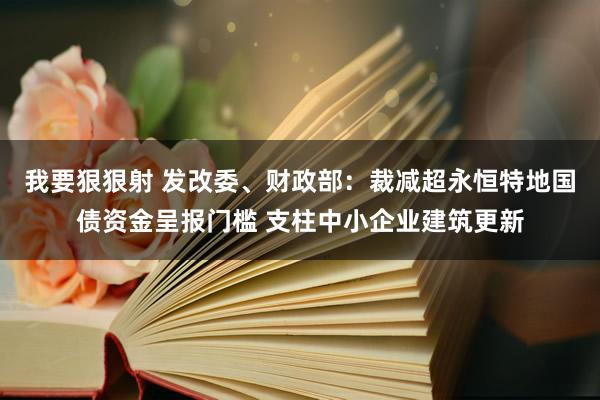 我要狠狠射 发改委、财政部：裁减超永恒特地国债资金呈报门槛 支柱中小企业建筑更新