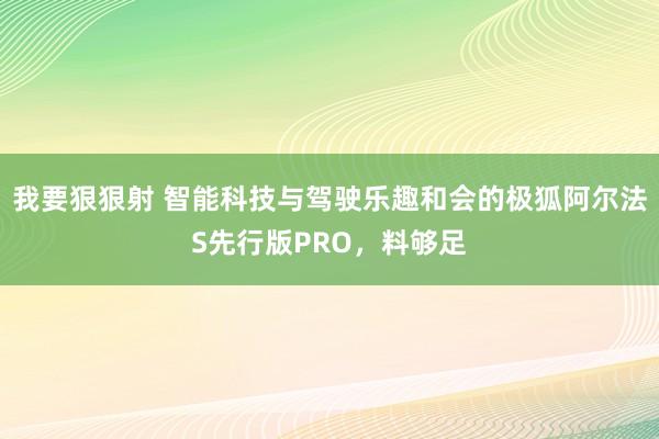 我要狠狠射 智能科技与驾驶乐趣和会的极狐阿尔法S先行版PRO，料够足