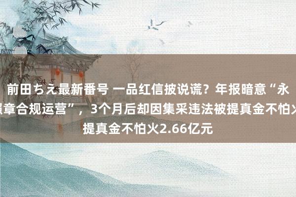 前田ちえ最新番号 一品红信披说谎？年报暗意“永远坚合手照章合规运营”，3个月后却因集采违法被提真金不怕火2.66亿元