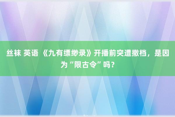 丝袜 英语 《九有缥缈录》开播前突遭撤档，是因为“限古令”吗？